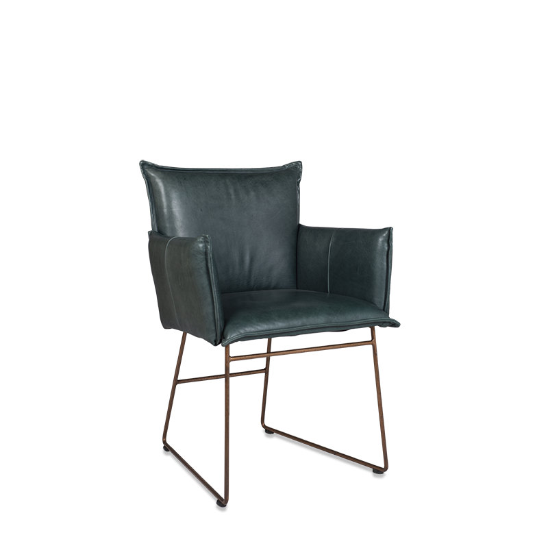 Duke Diningchair With Arm, Frame Copper, Luxor Navy Blue Pers Kopiëren